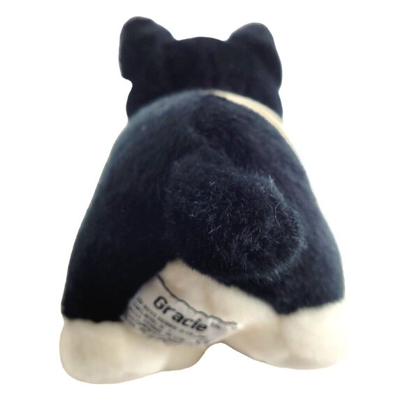 VINTAGE Russ Berrie French Bulldog Puppy 8" GRACIE Black White Plush Stuffed Toy - Picture 3 of 7